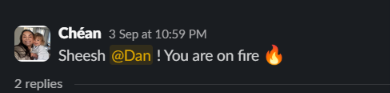 Slack message from Chéan