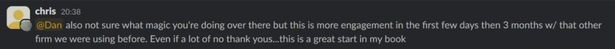 Slack message from Chris