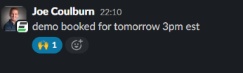 Slack message from Joe Coulburn